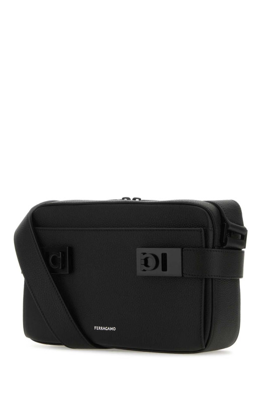 Black leather crossbody bag Black SALVATORE FERRAGAMO (241304763937)