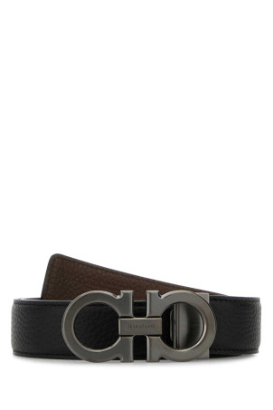 Black leather reversible belt Brown SALVATORE FERRAGAMO (670428780486)
