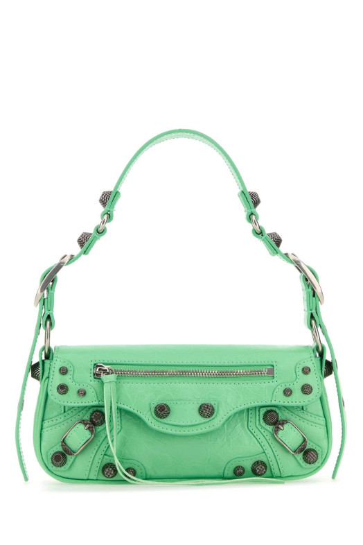 Світло-зелена шкіряна сумка через плече Le Cagole Sling XS від BALENCIAGA (7716701VG9Y)