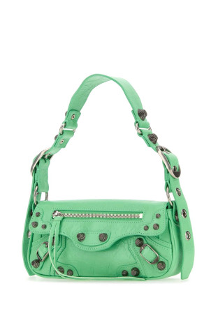 Світло-зелена шкіряна сумка через плече Le Cagole Sling XS від BALENCIAGA (7716701VG9Y)