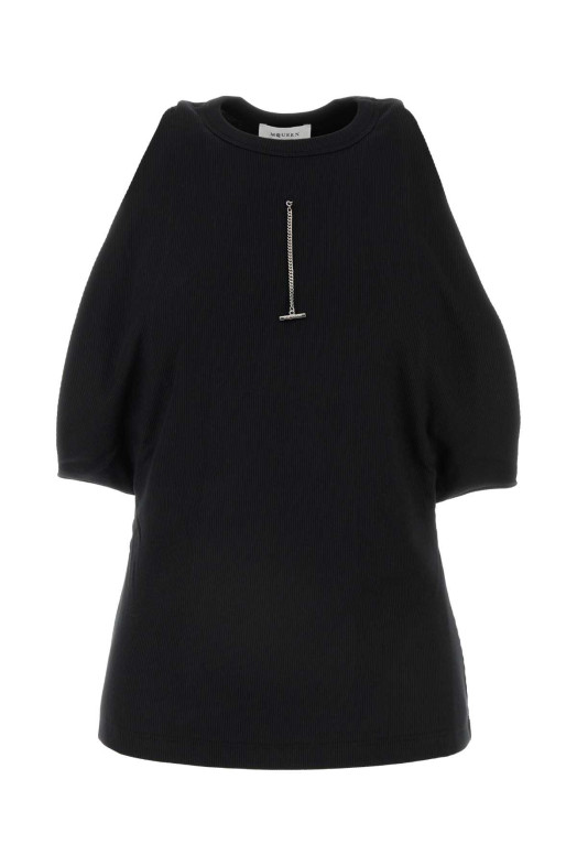 Black stretch cotton top Black ALEXANDER MCQUEEN (804191QLADW)