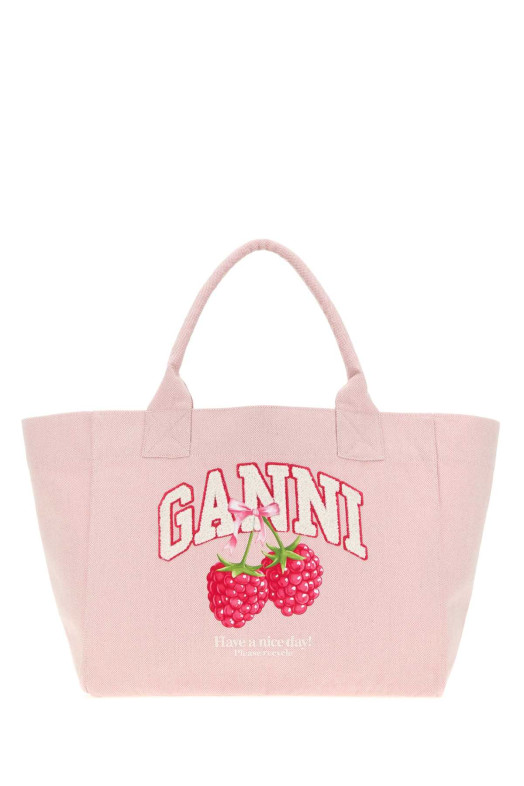 Pink canvas medium Trapeze shopping bag GANNI (B2110087)