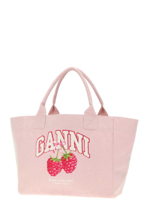 Pink canvas medium Trapeze shopping bag GANNI (B2110087)