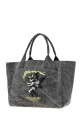 Dark grey canvas medium Trapeze shopping bag Multicolor GANNI (B2110088)