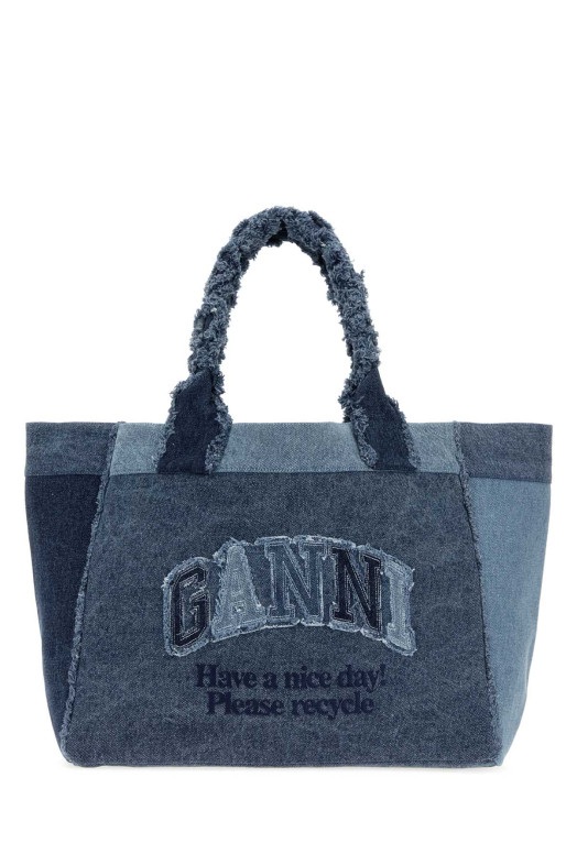 Denim medium Trapeze shopping bag GANNI (B2110090)