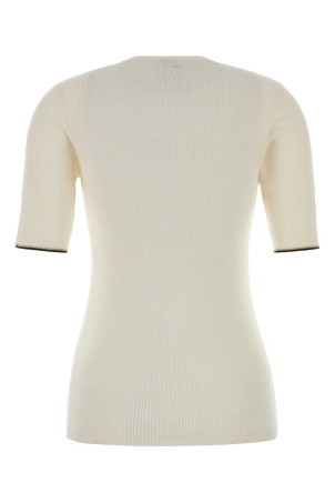 Ivory cashmere blend t-shirt BRUNELLO CUCINELLI (M13847400)