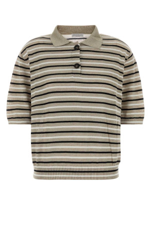 Embroidered linen blend polo shirt BRUNELLO CUCINELLI (M1T272305)