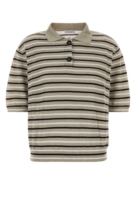 Embroidered linen blend polo shirt BRUNELLO CUCINELLI (M1T272305)
