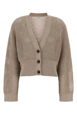 Cappuccino cotton blend cardigan BRUNELLO CUCINELLI (MDV762106)