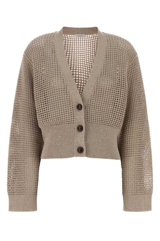 Cappuccino cotton blend cardigan BRUNELLO CUCINELLI (MDV762106)