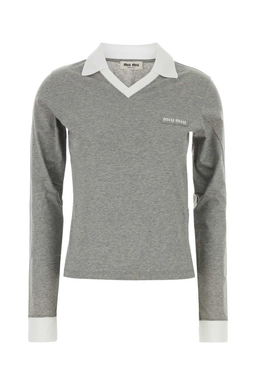Grey cotton polo shirt MIU MIU (MJLA57SOOO192Q)