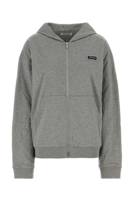 Grey cotton sweatshirt MIU MIU (MJLA63SOOO192D)