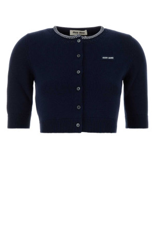 Navy blue cotton cardigan MIU MIU (MMF02RSOOO191V)
