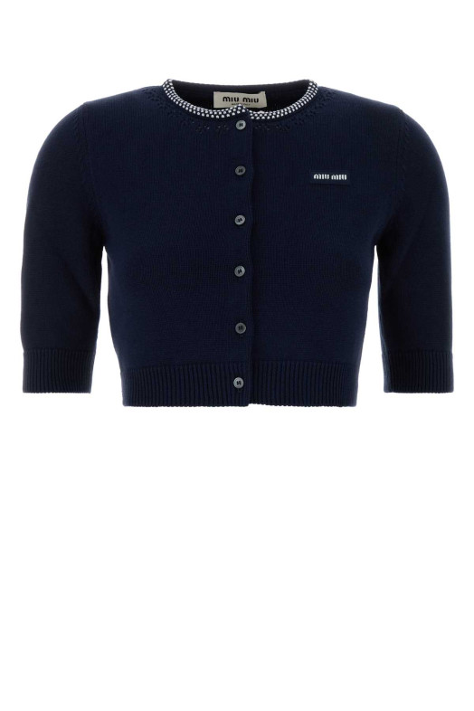 Navy blue cotton cardigan MIU MIU (MMF02RSOOO191V)
