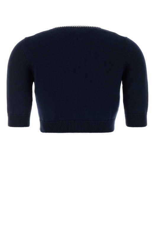 Navy blue cotton cardigan MIU MIU (MMF02RSOOO191V)