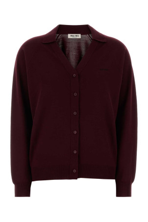 Burgundy wool cardigan MIU MIU (MMF02ZSOOO16WJ)