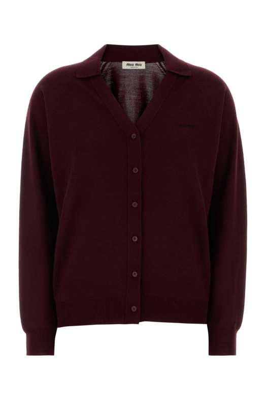 Burgundy wool cardigan MIU MIU (MMF02ZSOOO16WJ)