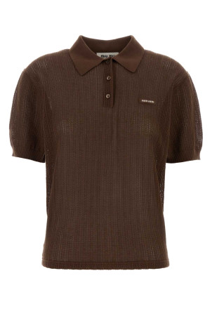 Chocolate cotton polo shirt MIU MIU (MML06JSOOO19UR)