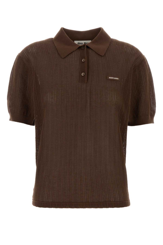 Chocolate cotton polo shirt MIU MIU (MML06JSOOO19UR)