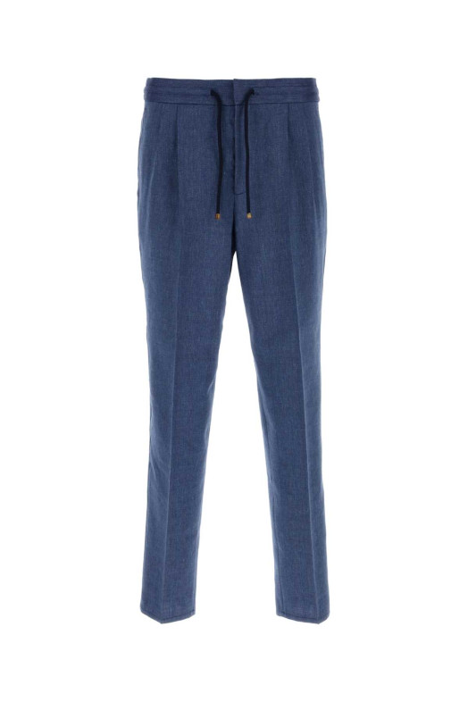 Blue linen blend pant BRUNELLO CUCINELLI (MZ408E1710)