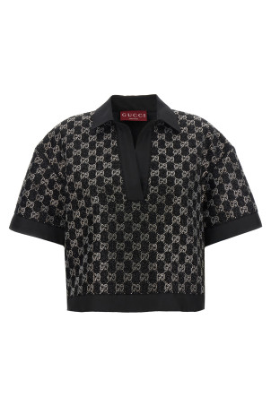 'GG' crystal top Black
