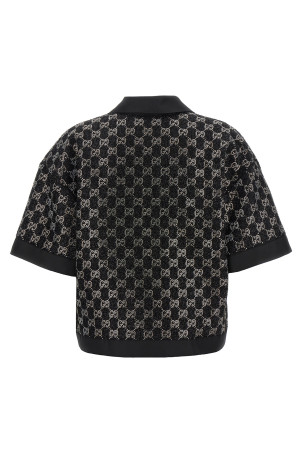 'GG' crystal top Black