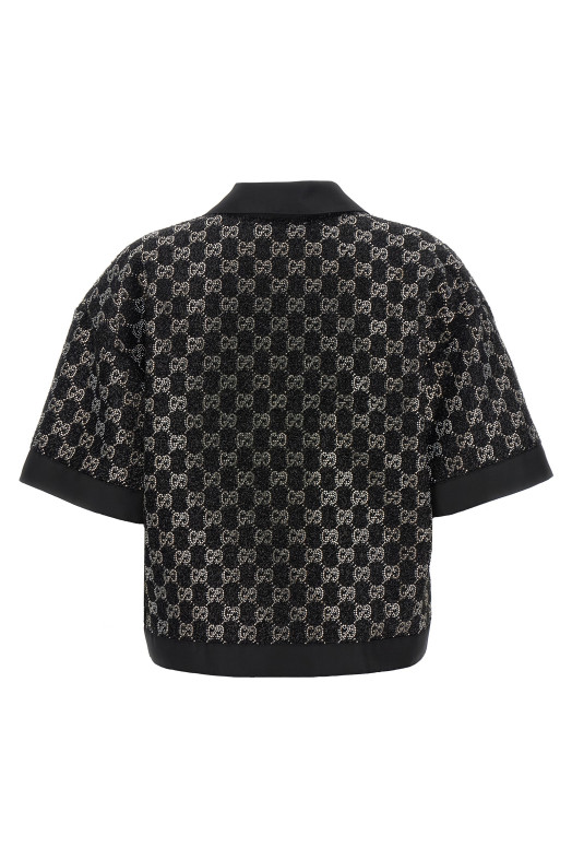 'GG' crystal top Black