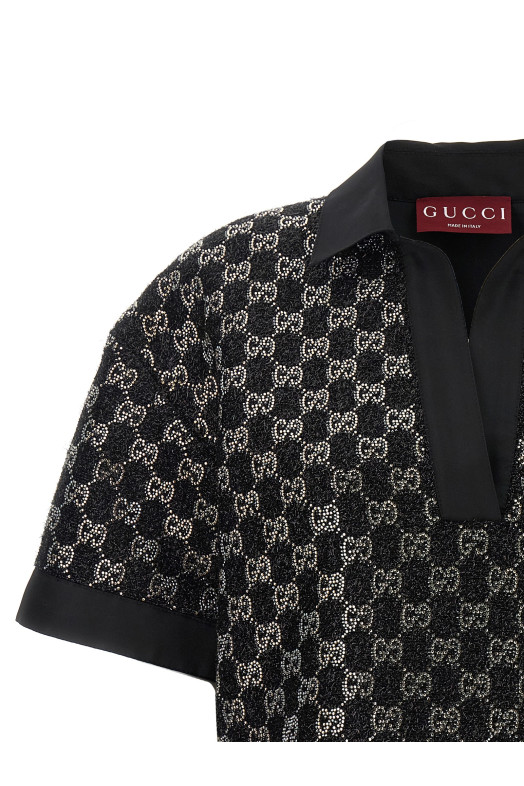 'GG' crystal top Black