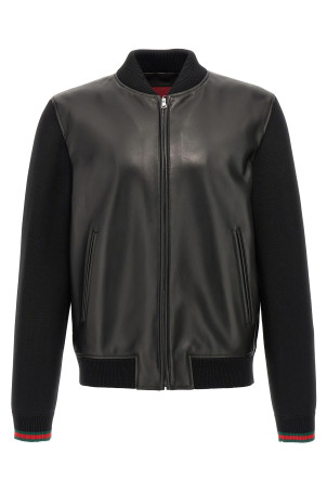 Bimaterial bomber jacket Black