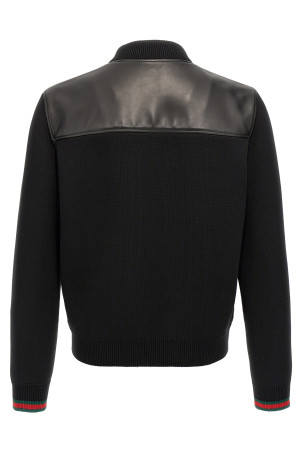 Bimaterial bomber jacket Black