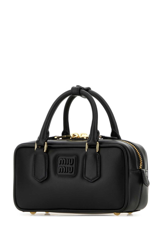 Black leather Arcadie handbag Black MIU MIU (5BB142VOONACR3)
