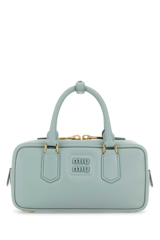 Powder blue leather Arcadie handbag MIU MIU (5BB142VOONACR3)