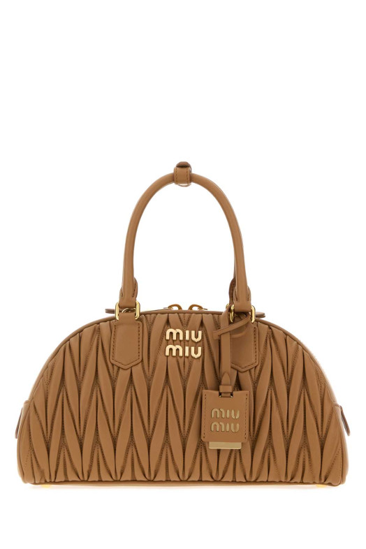 Сумка Arcadie из кожи наппа цвета «верблюжий» от MIU MIU (5BB197AN88)