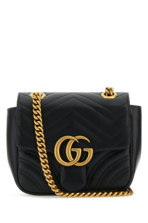 Black leather mini Marmont GG crossbody bag Black GUCCI (739682AABZC)
