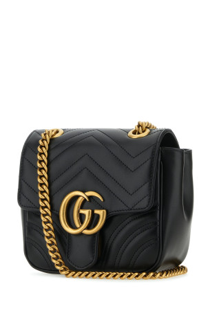 Black leather mini Marmont GG crossbody bag Black GUCCI (739682AABZC)