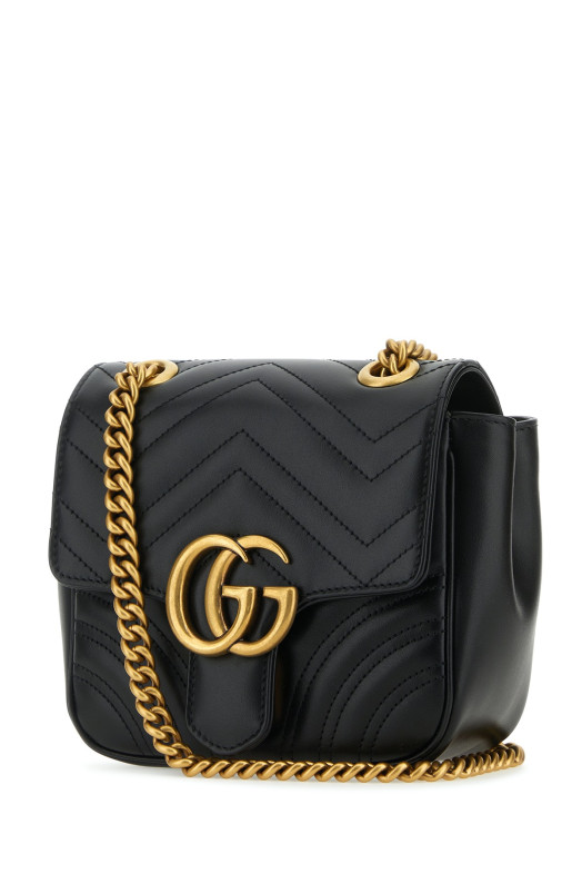 Black leather mini Marmont GG crossbody bag Black GUCCI (739682AABZC)