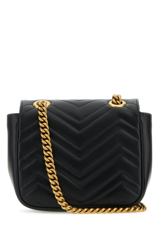 Black leather mini Marmont GG crossbody bag Black GUCCI (739682AABZC)