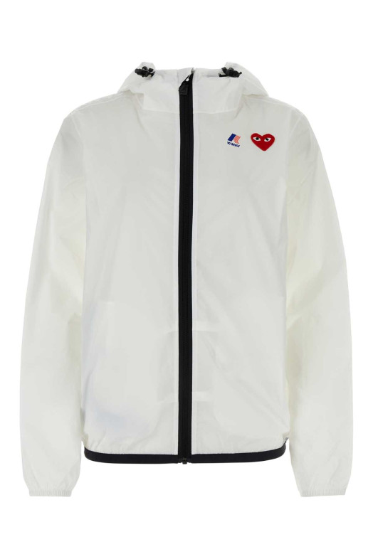 Белая нейлоновая куртка-кейвей Comme des Garçons X K-way, модель K-WAY X CDG PLAY (AZJ501051)