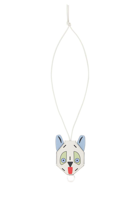 Брелок Futurist Cat из кожи с принтом, синий, LOEWE (C621232XQN)