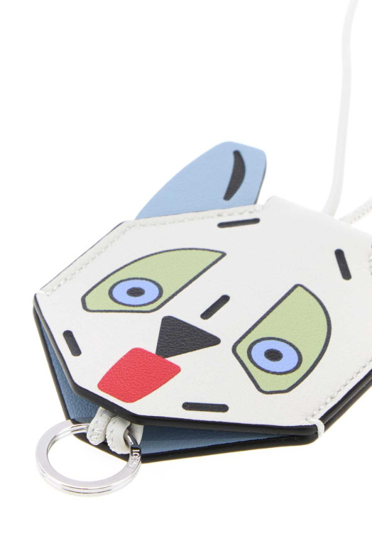 Брелок Futurist Cat из кожи с принтом, синий, LOEWE (C621232XQN)