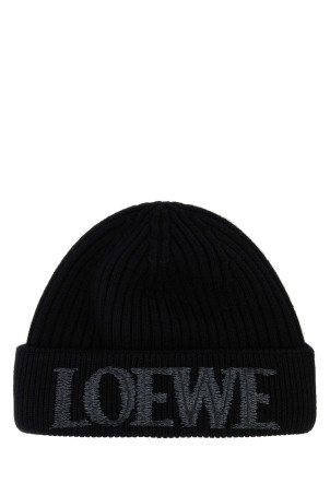 Black wool beanie hat Black LOEWE (F540257X23)