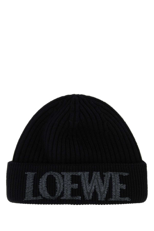 Черная шерстяная шапка-бейсболка LOEWE (F540257X23)