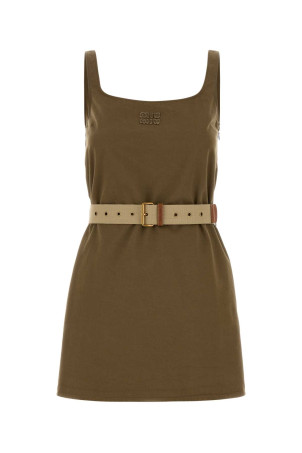 Khaki gabardine mini dress MIU MIU (MF6181SOOO19EK)