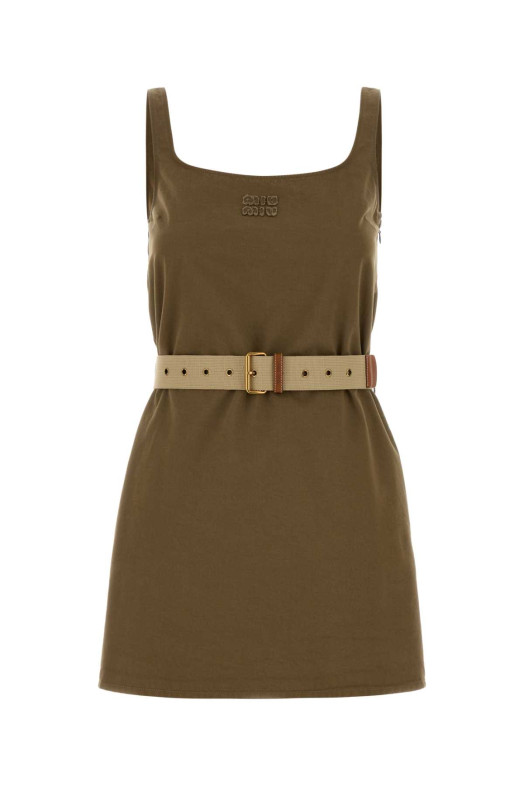 Khaki gabardine mini dress MIU MIU (MF6181SOOO19EK)
