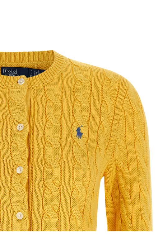Cotton cable cardigan Yellow