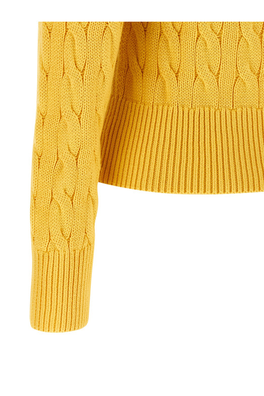 Cotton cable cardigan Yellow