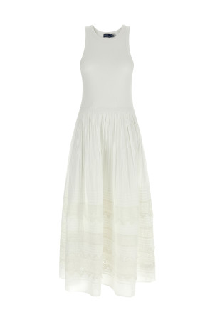 Lace insert dress White
