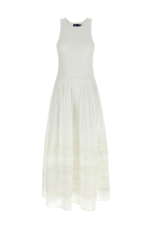 Lace insert dress White