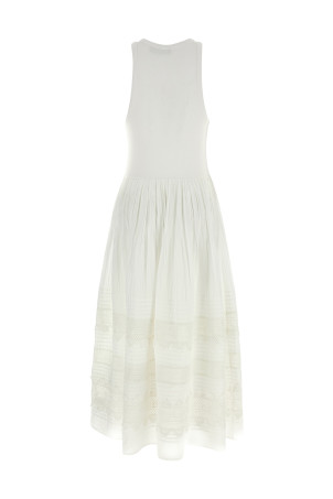 Lace insert dress White