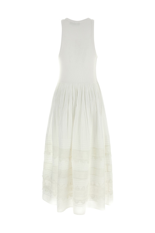 Lace insert dress White